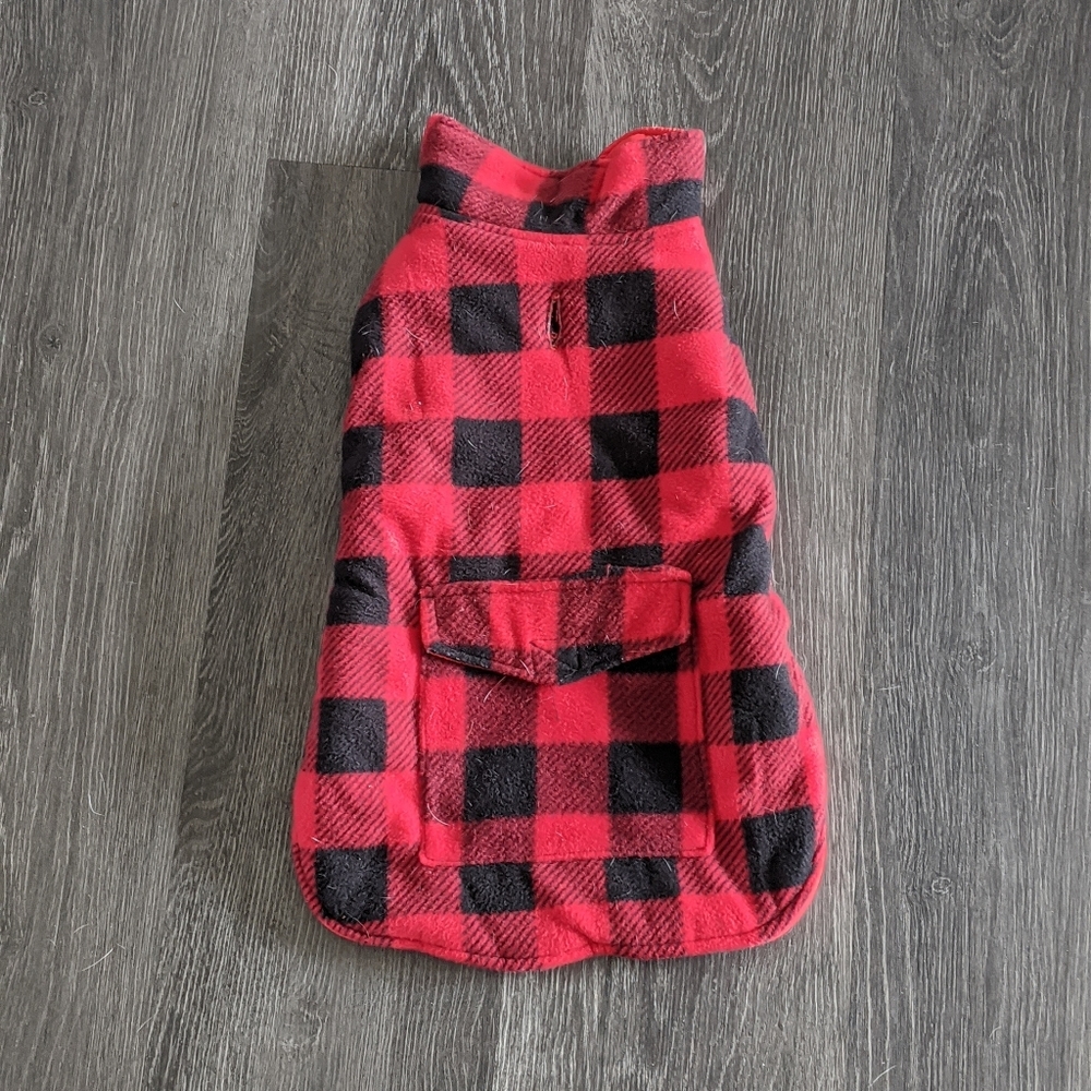 Black and red plaid Velcro dog vest - size medium